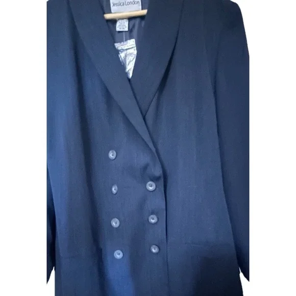 Jessica London Women's NEW 20 W Black Double-Breasted Career Blazer-019 - Picture 3 of 14